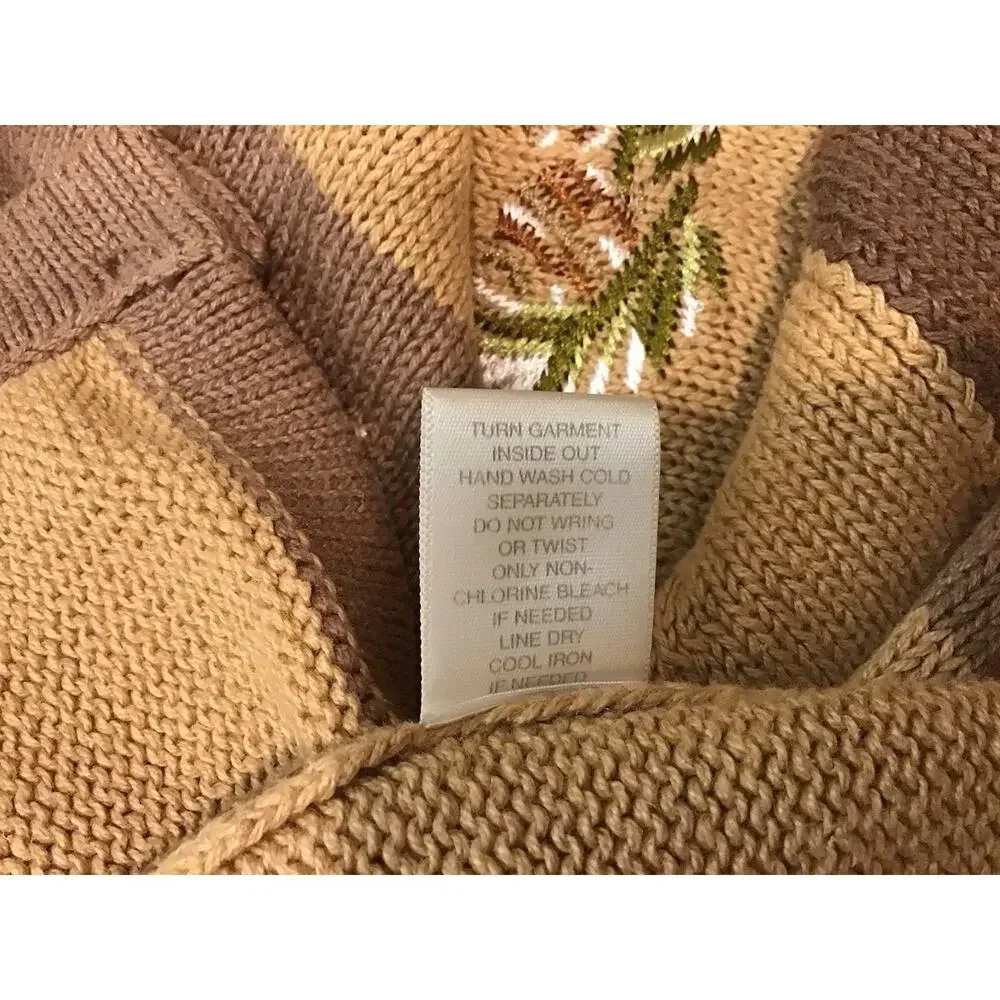 Christopher&Banks Fall Patchwork Embroidery Artsy Whimsy Cardigan L Grandmacore